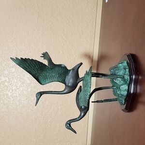 BRONZE EGRET CRANE BIRD SCULPTURE